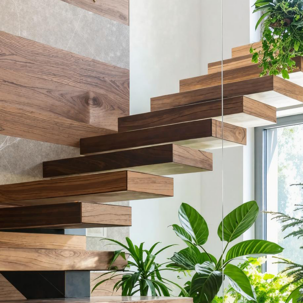 Farmhouse Wooden Stair For Unique Home Decor