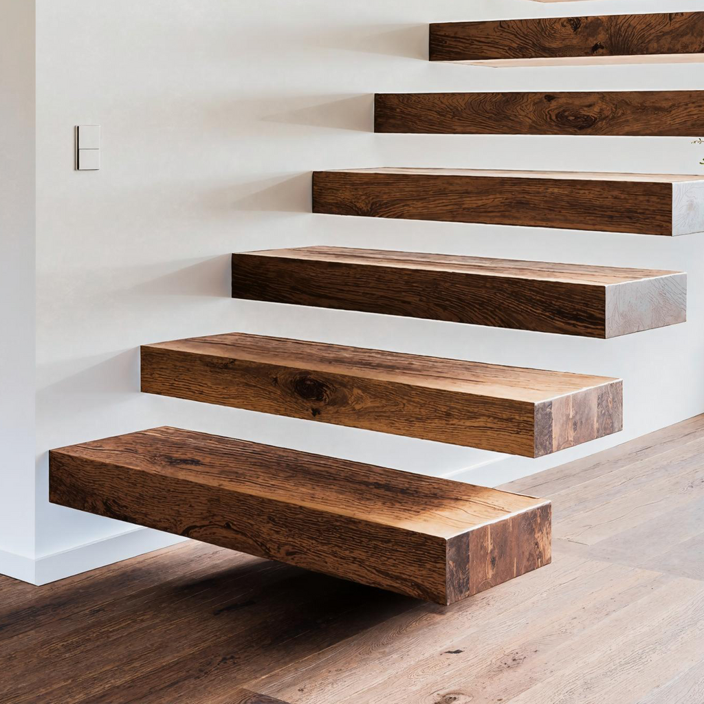 Farmhouse Solid Wood Stair Rustic Home Feature