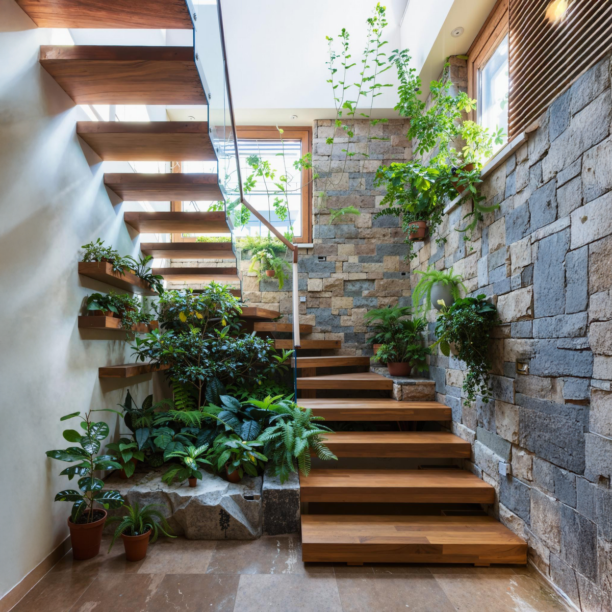 Handcrafted Solid Wood Stair Custom Living Space