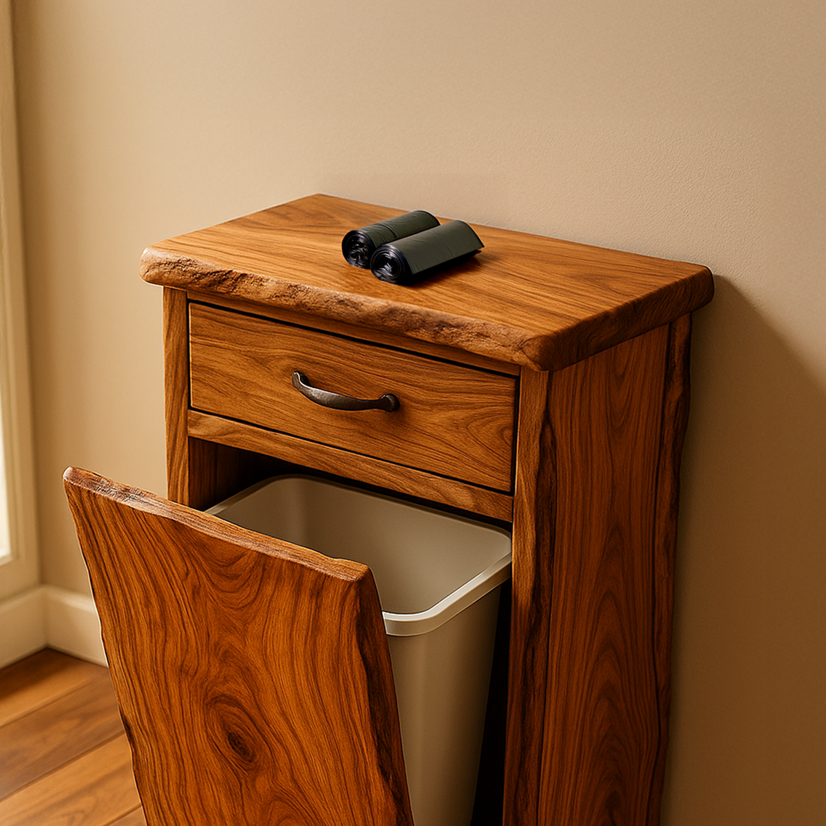 Handcrafted Tilt Out Trash Can Furniture For Kitchen Storage