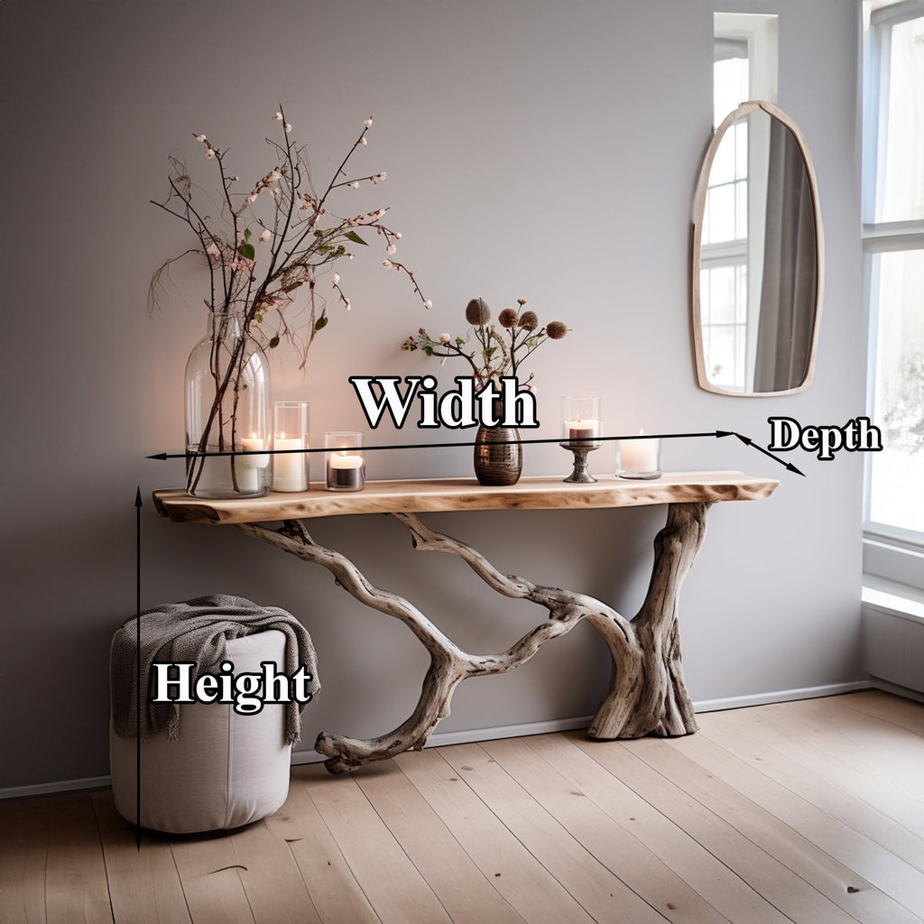 Live Edge Console Table, Floating Style Rustic Modern Side Table