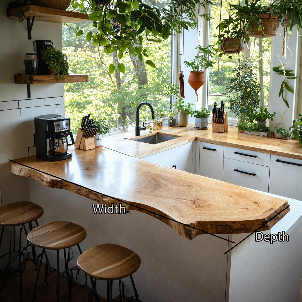 Farmhouse Wooden Kitchen Countertop For Naturally Inspired Kitchen Setup