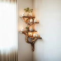 Solid Wood Floating Corner Shelf