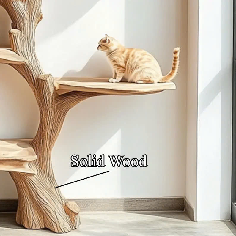 Wooden Cat Tree Large Branch Climbing Tower Handmade Solid Wood