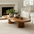 Modern Wood Coffee Table, Solid Natural Wood Living Room Table