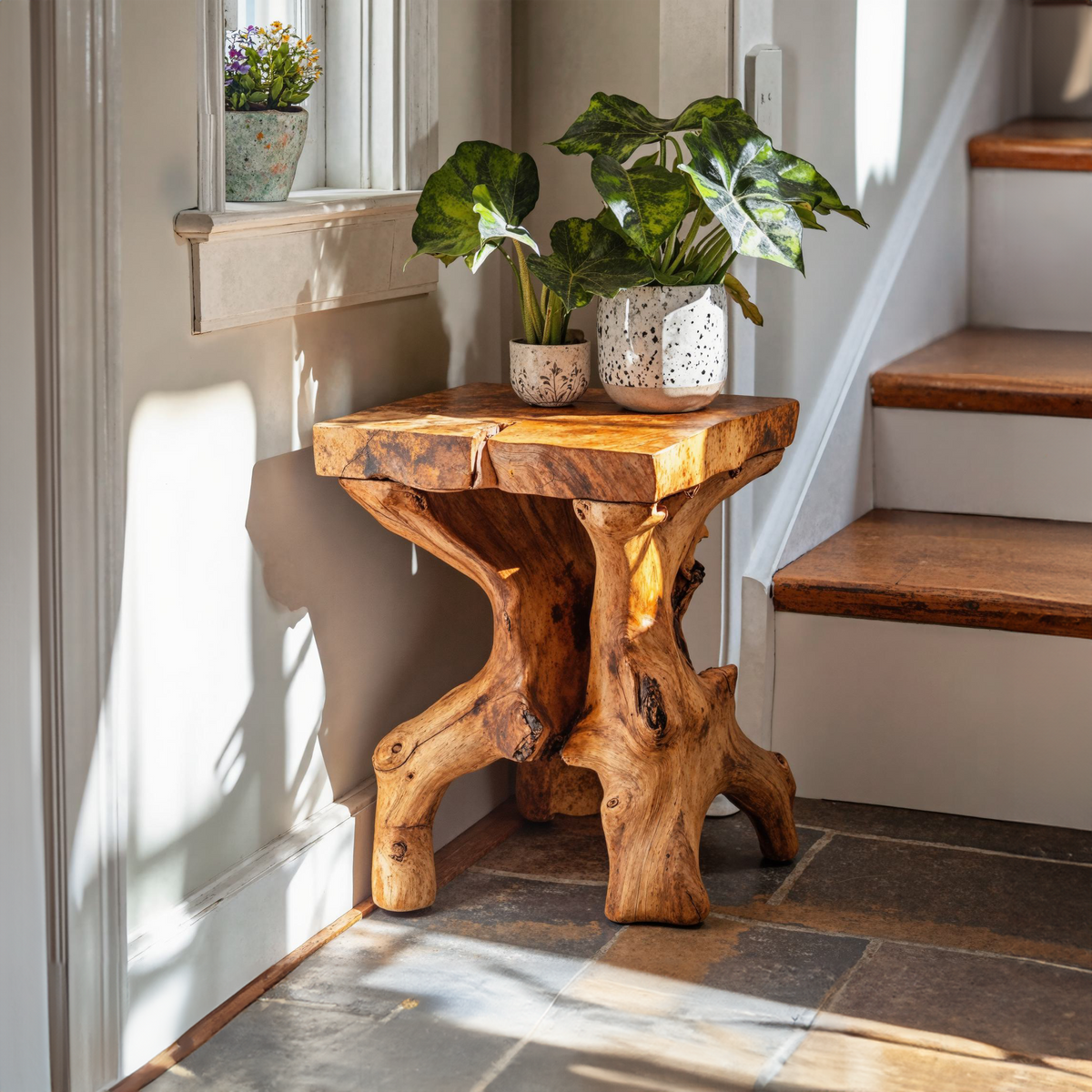 Farmhouse Wood End Table Live Edge End Table