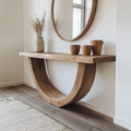 Narrow Console Table, Live Edge Solid Wood Entryway Table