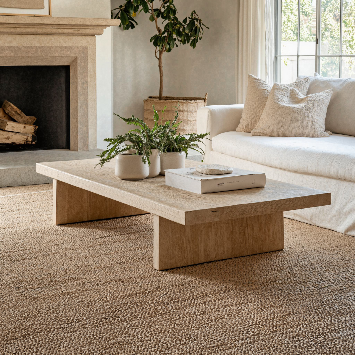 Live Edge Oak Coffee Table, Natural Solid Wood Living Room Table