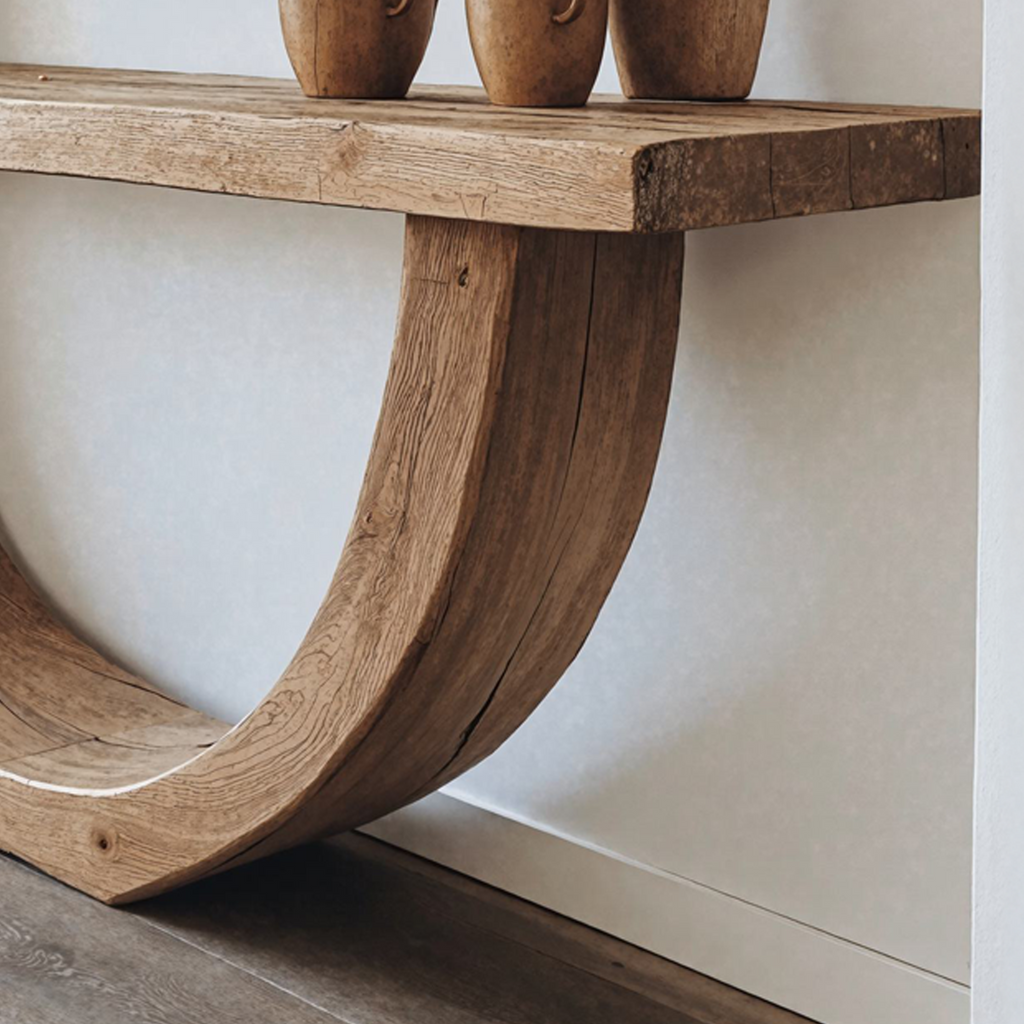 Narrow Console Table, Live Edge Solid Wood Entryway Table