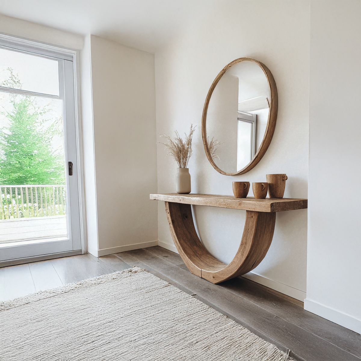Narrow Console Table, Live Edge Solid Wood Entryway Table