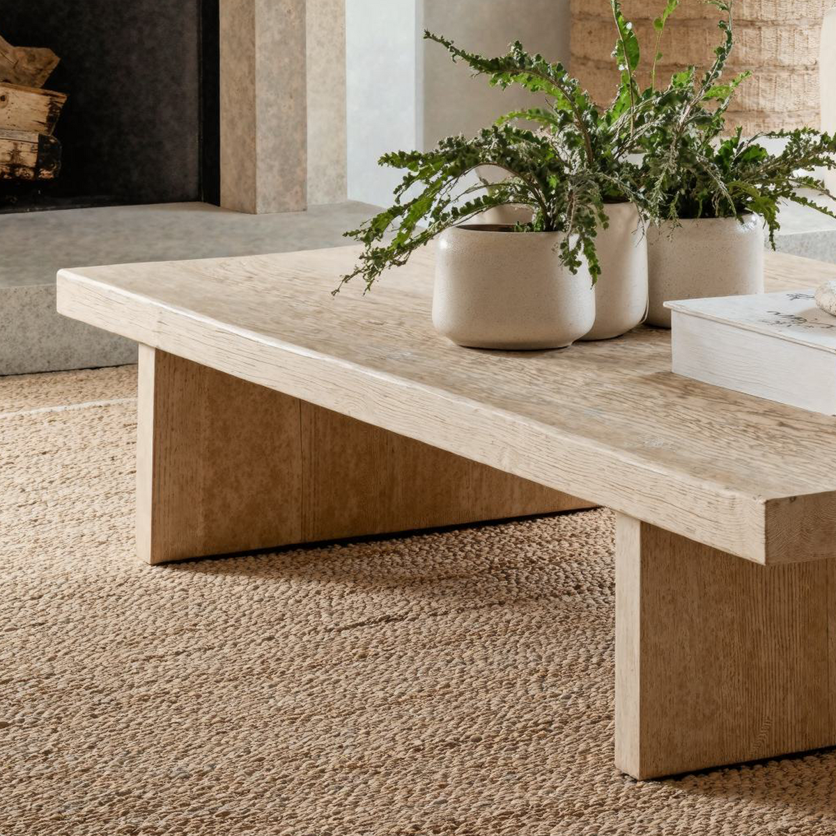 Live Edge Oak Coffee Table, Natural Solid Wood Living Room Table