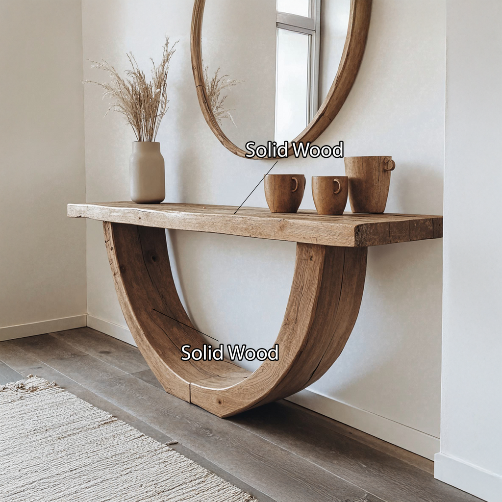 Narrow Console Table, Live Edge Solid Wood Entryway Table