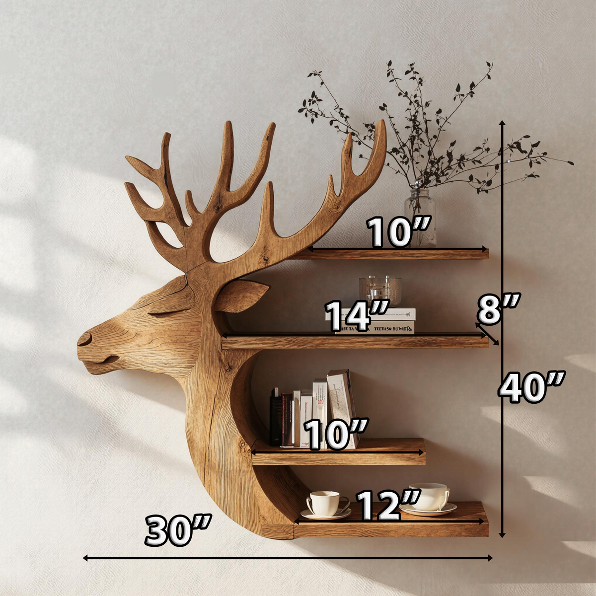 Handcrafted Deer Wall Shelf For Boho Or Rustic Style Homes
