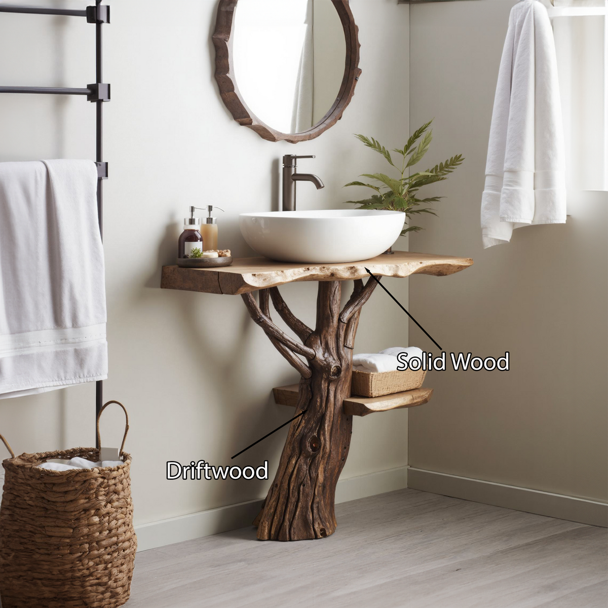 Handcrafted Wooden Vanity Bathroom